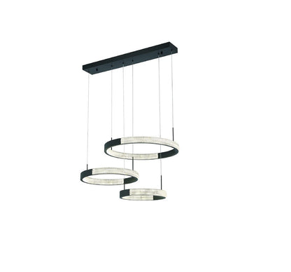 Black Candle Style Three Light Metal LED Dimmable Chandelier