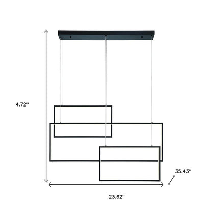 Black Candle Style Three Light Metal LED Dimmable Chandelier