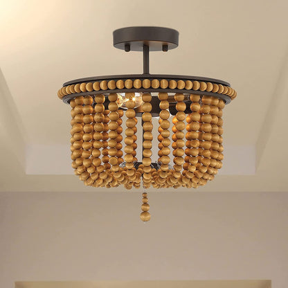 Brown And Black Unique Statement Two Light Metal Dimmable Flush Chandelier