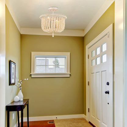 Gold And White Unique Statement Two Light Metal Dimmable Flush Chandelier