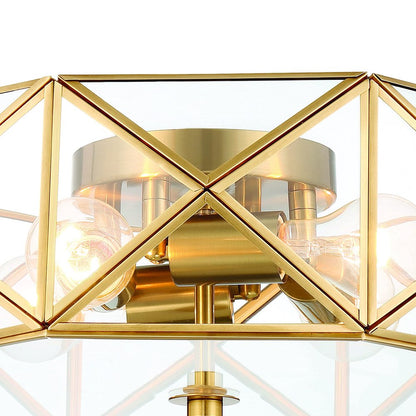 Brass Unique Statement Four Light Metal Dimmable Flush Chandelier