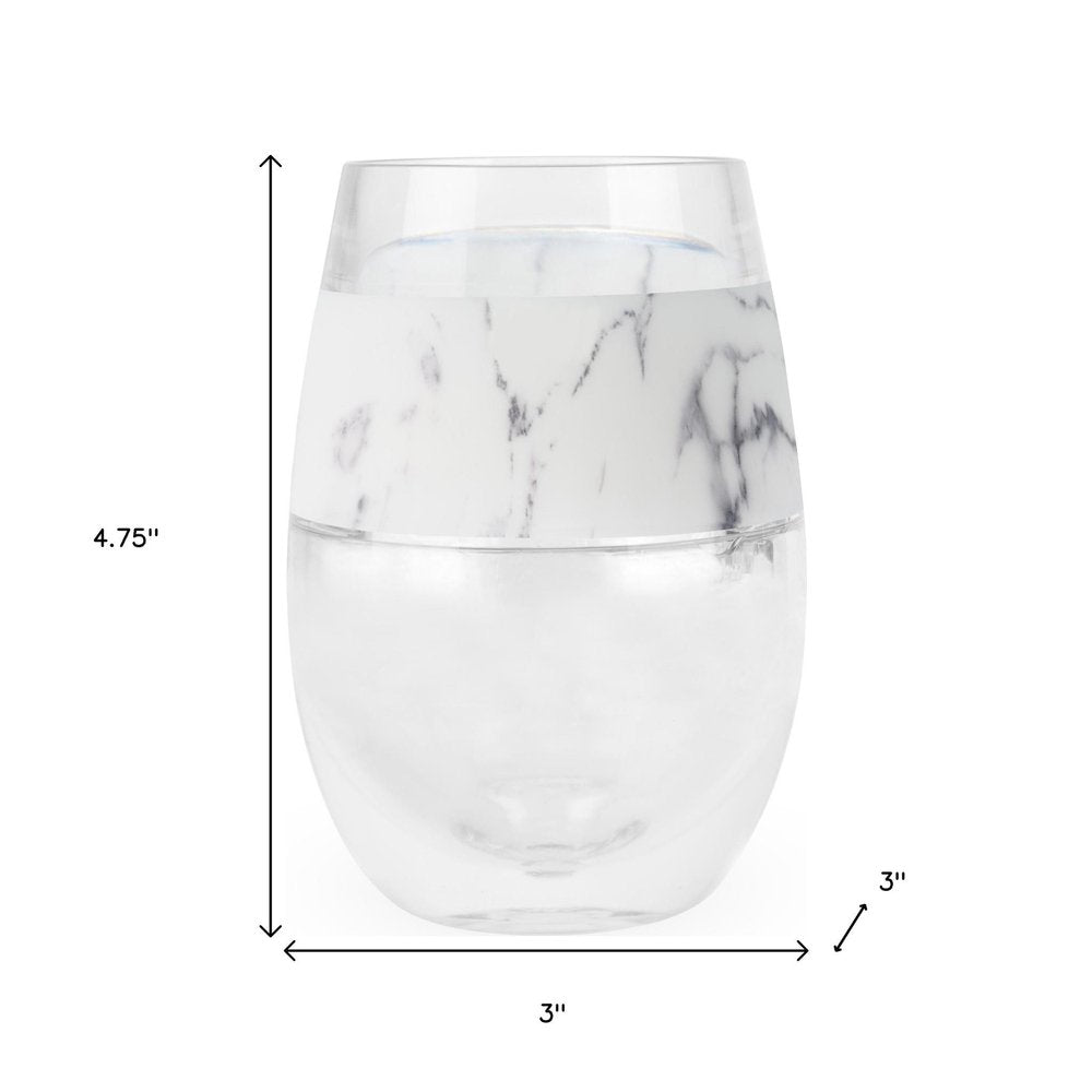 Clear White And Black Tritan Plastic Convex Curve Shape Stemless All Purpose Wine Glass