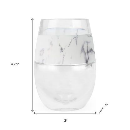 Clear White And Black Tritan Plastic Convex Curve Shape Stemless All Purpose Wine Glass