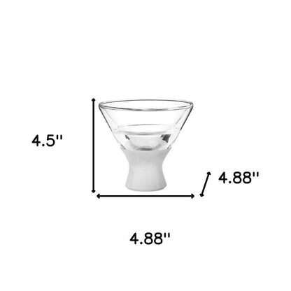 Set of Two Clear Crystal Glass Conical Shape Stemless Martini Glass