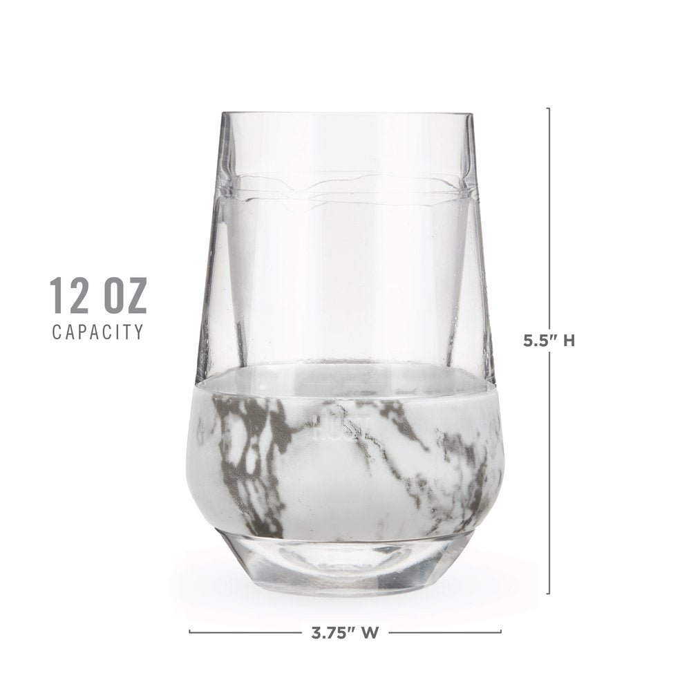Set of Two Clear White And Black Plastic Angular Shape Stemless All Purpose Wine Glass