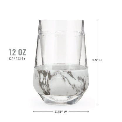 Set of Two Clear White And Black Plastic Angular Shape Stemless All Purpose Wine Glass