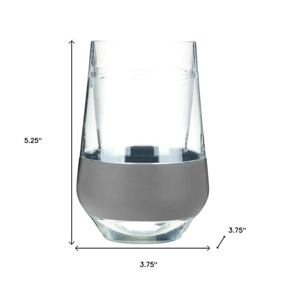 Set of Two Clear And Gray Plastic Convex Curve Shape Stemless All Purpose Wine Glass