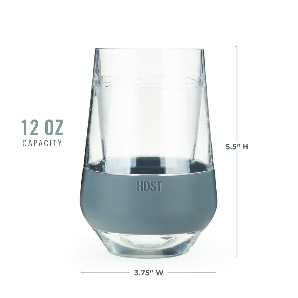 Set of Two Clear And Gray Plastic Convex Curve Shape Stemless All Purpose Wine Glass