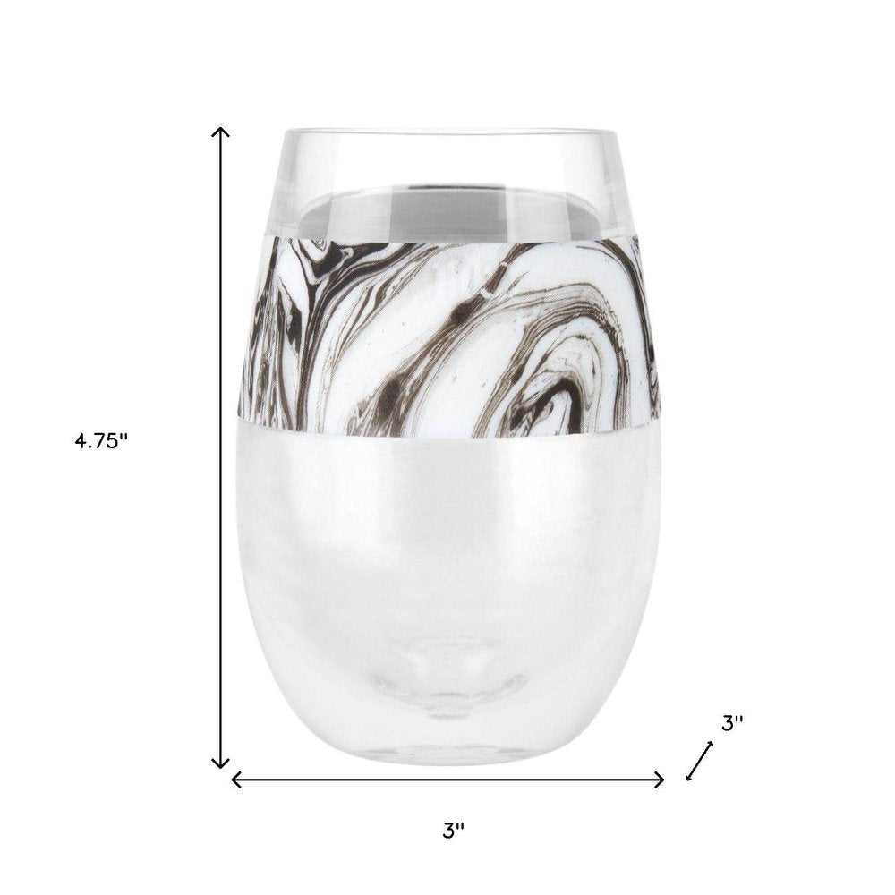 Clear White And Black Tritan Plastic Convex Curve Shape Stemless All Purpose Wine Glass