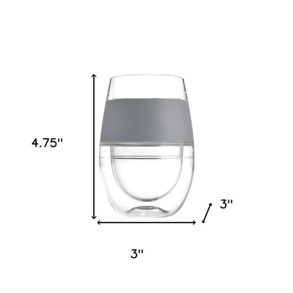 Clear And Gray Tritan Plastic Convex Curve Shape Stemless All Purpose Wine Glass