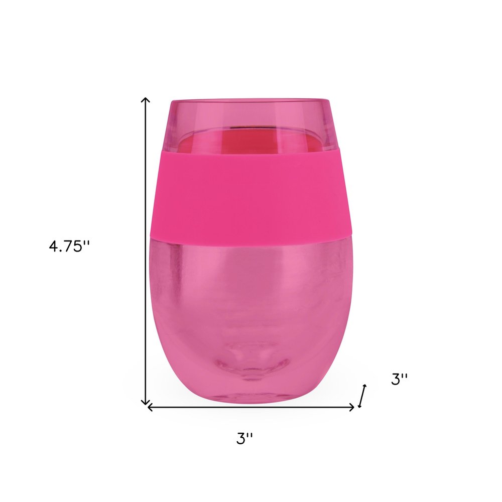 Magenta Tritan Plastic Convex Curve Shape Stemless All Purpose Wine Glass