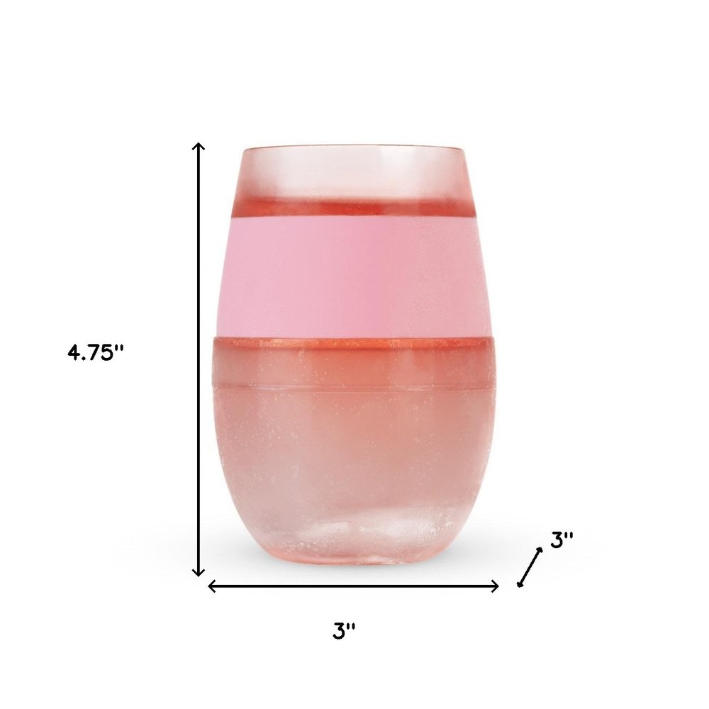 Clear And Pink Tritan Plastic Convex Curve Shape Stemless All Purpose Wine Glass