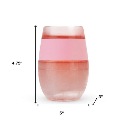 Clear And Pink Tritan Plastic Convex Curve Shape Stemless All Purpose Wine Glass