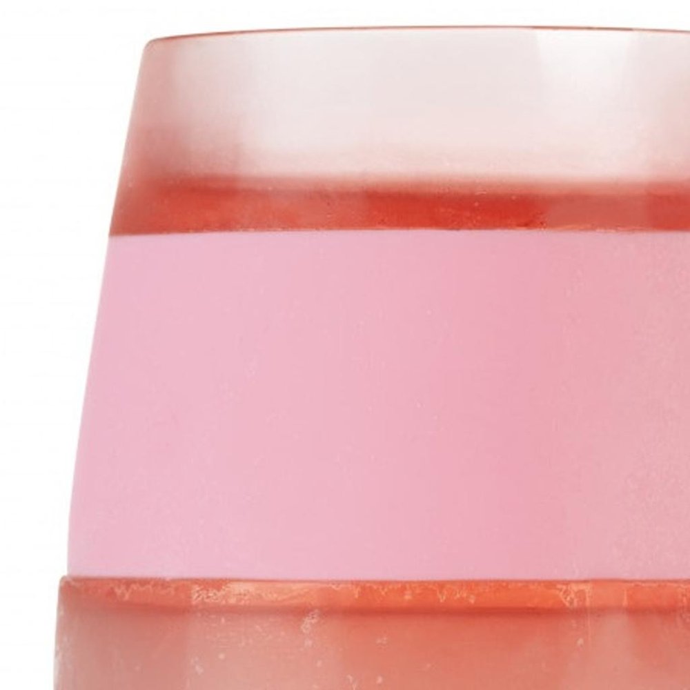 Clear And Pink Tritan Plastic Convex Curve Shape Stemless All Purpose Wine Glass