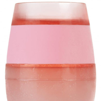 Clear And Pink Tritan Plastic Convex Curve Shape Stemless All Purpose Wine Glass