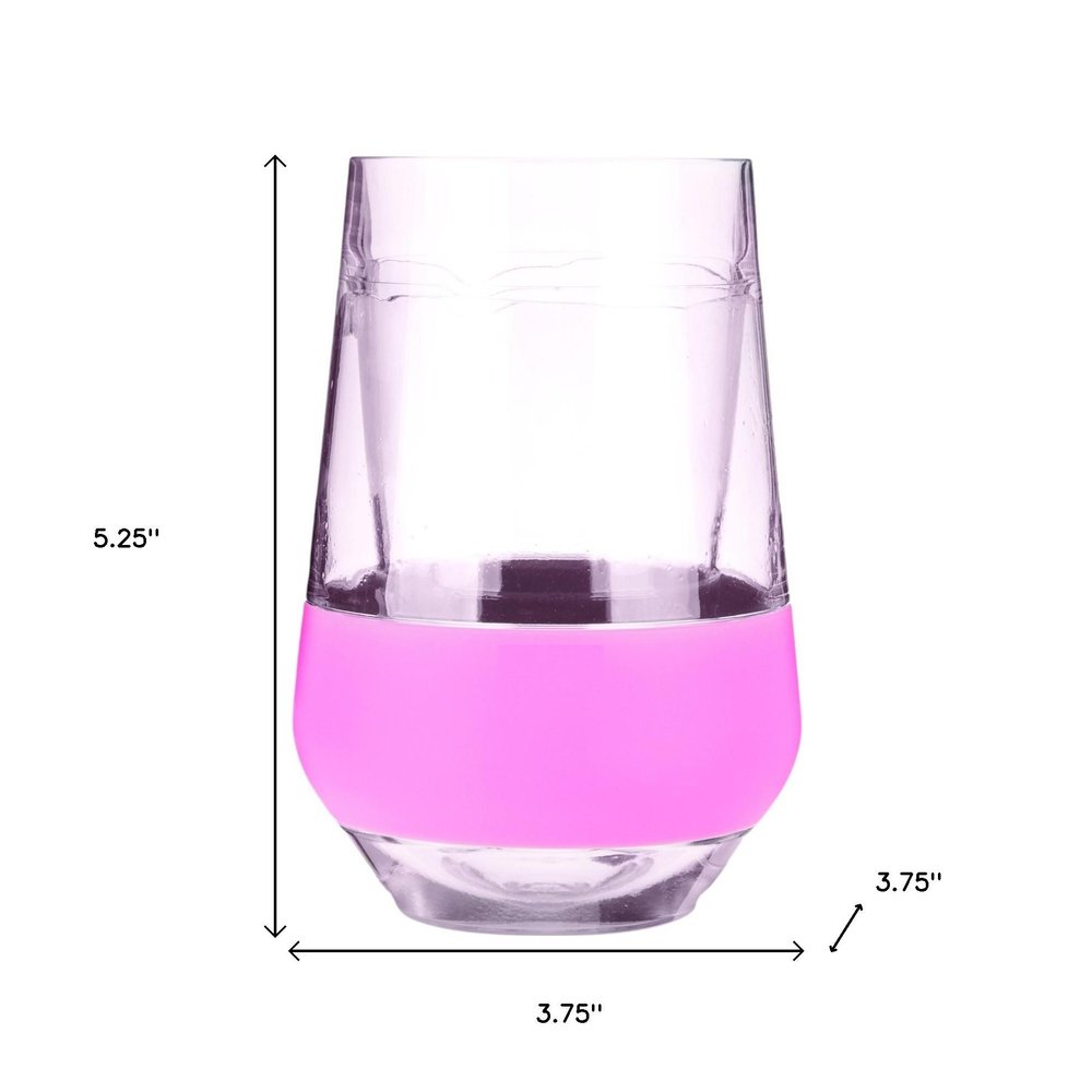 Set of Two Clear And Blush Plastic Angular Shape Stemless All Purpose Wine Glass