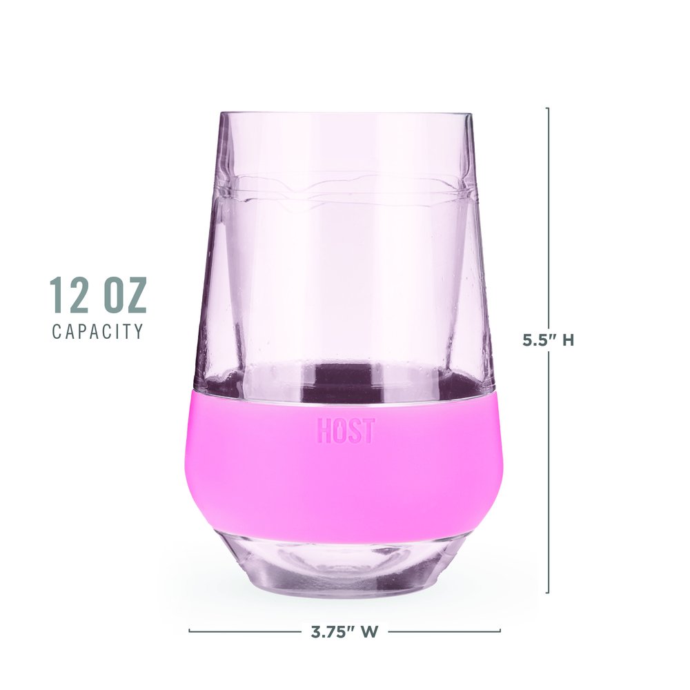 Set of Two Clear And Blush Plastic Angular Shape Stemless All Purpose Wine Glass