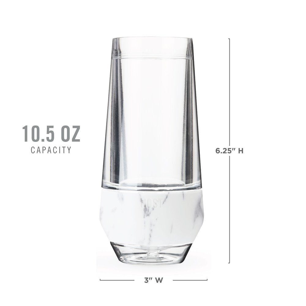 Set of Two Clear And White Plastic Angular Shape Stemless White Wine Glass