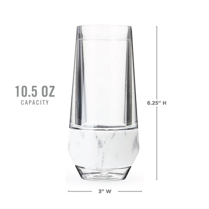 Set of Two Clear And White Plastic Angular Shape Stemless White Wine Glass