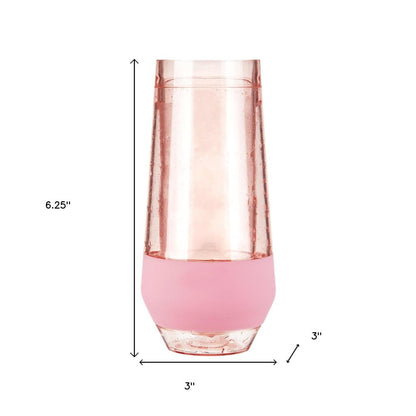Set of Two Blush Plastic Angular Shape Stemless White Wine Glass
