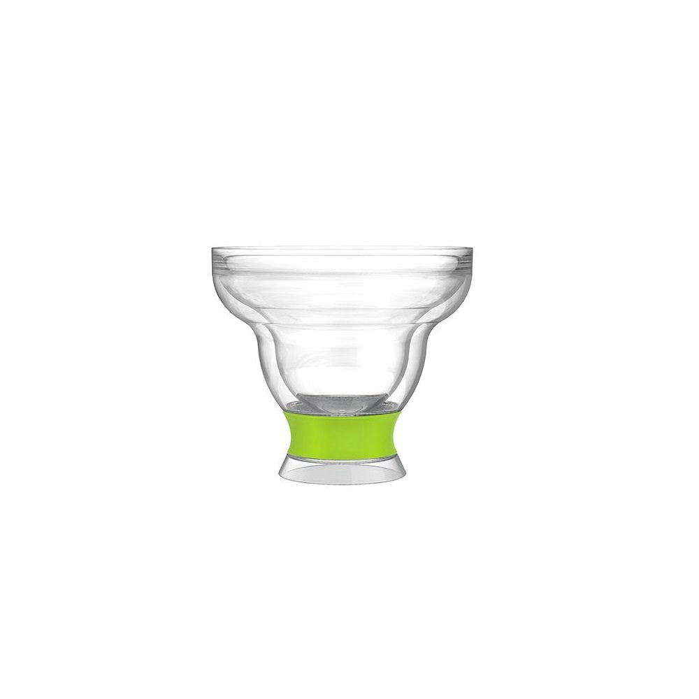 Clear And Green Tritan Plastic Unique Shape Stemless Margarita Glass
