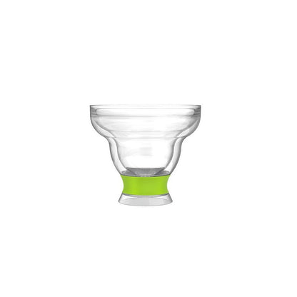 Clear And Green Tritan Plastic Unique Shape Stemless Margarita Glass