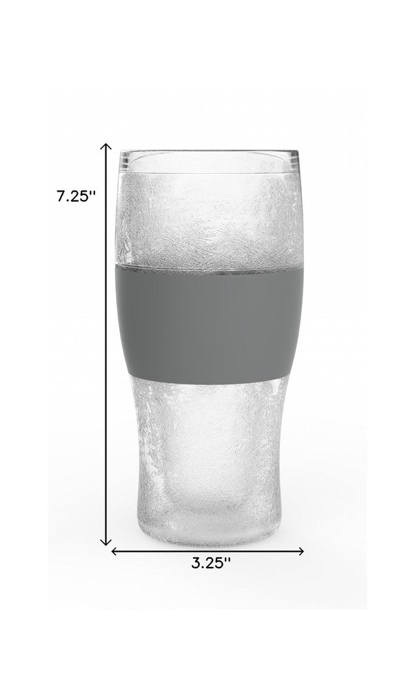 Clear And Gray Tritan Plastic Unique Shape Stemless Pint Glass