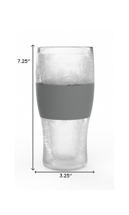 Clear And Gray Tritan Plastic Unique Shape Stemless Pint Glass