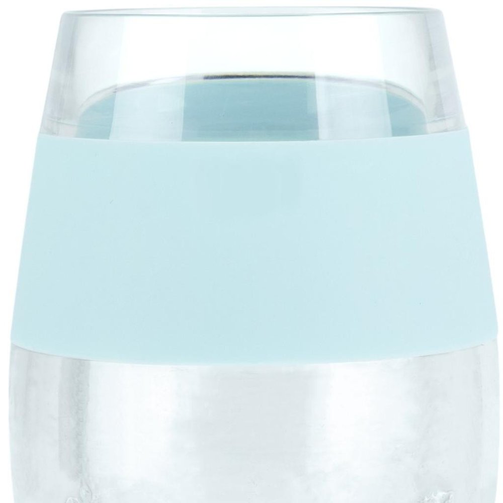 Clear And Blue Tritan Plastic Convex Curve Shape Stemless All Purpose Wine Glass
