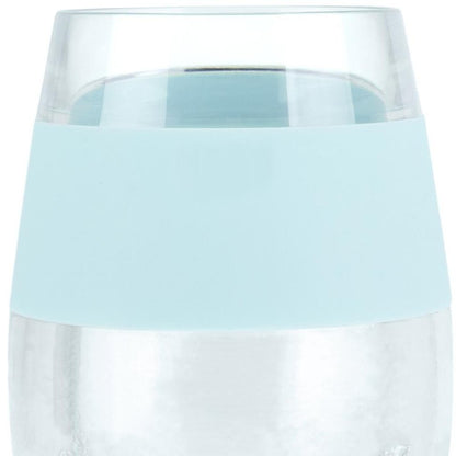 Clear And Blue Tritan Plastic Convex Curve Shape Stemless All Purpose Wine Glass