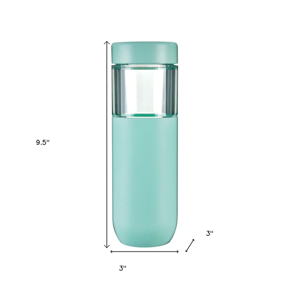 Clear And Green Stainless Steel Straight Shape Stemless Drinking Glass