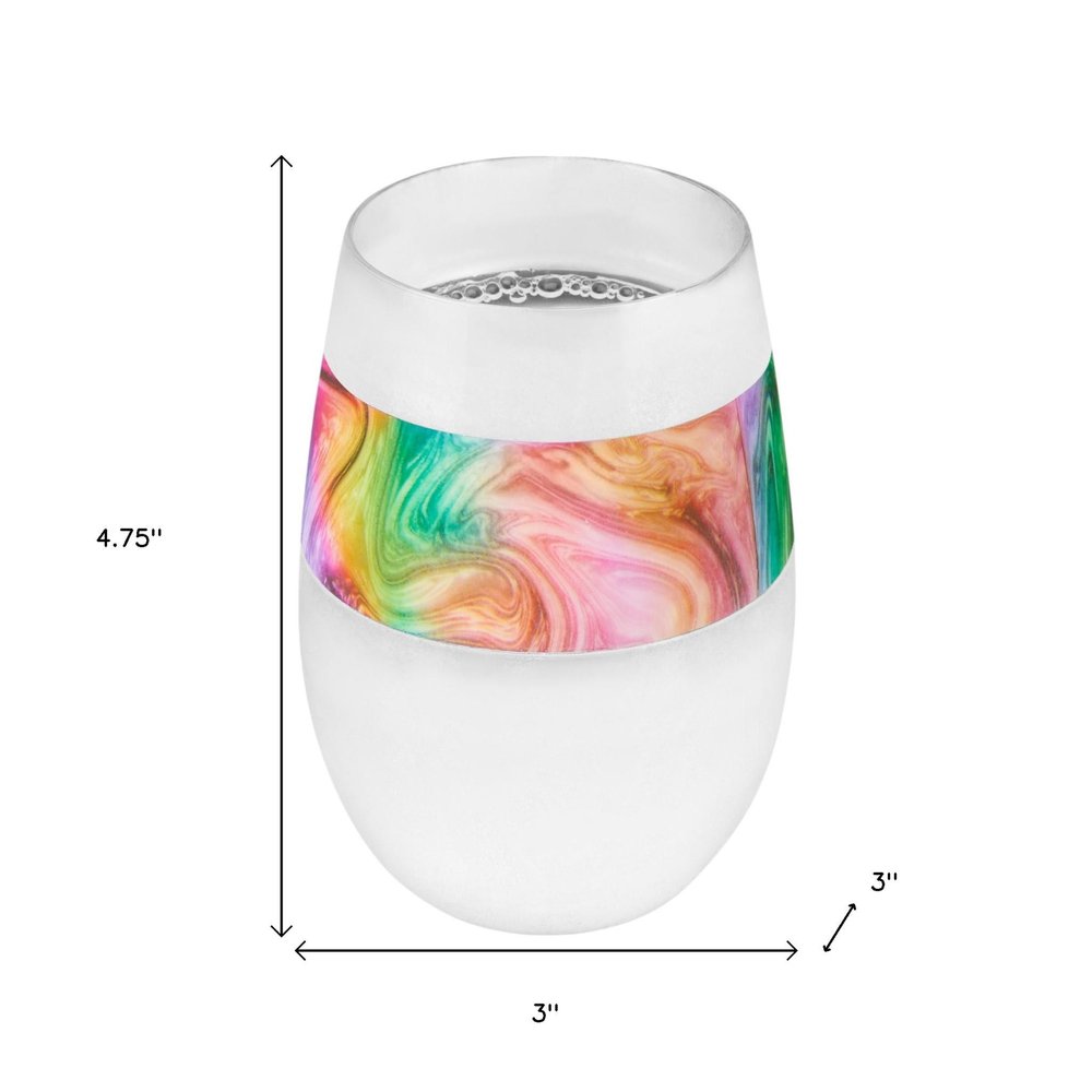 Clear Green And Pink Tritan Plastic Convex Curve Shape Stemless All Purpose Wine Glass