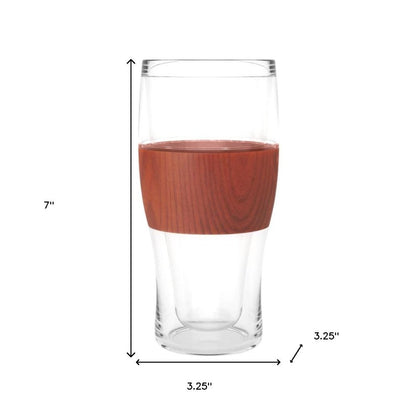 Set of Two Clear And Natural Tritan Plastic Unique Shape Stemless Pint Glass