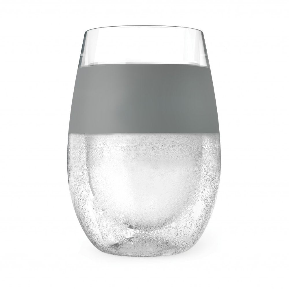 Set of Two Clear And Gray Tritan Plastic Convex Curve Shape Stemless All Purpose Wine Glass