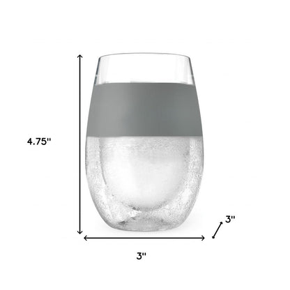Set of Two Clear And Gray Tritan Plastic Convex Curve Shape Stemless All Purpose Wine Glass