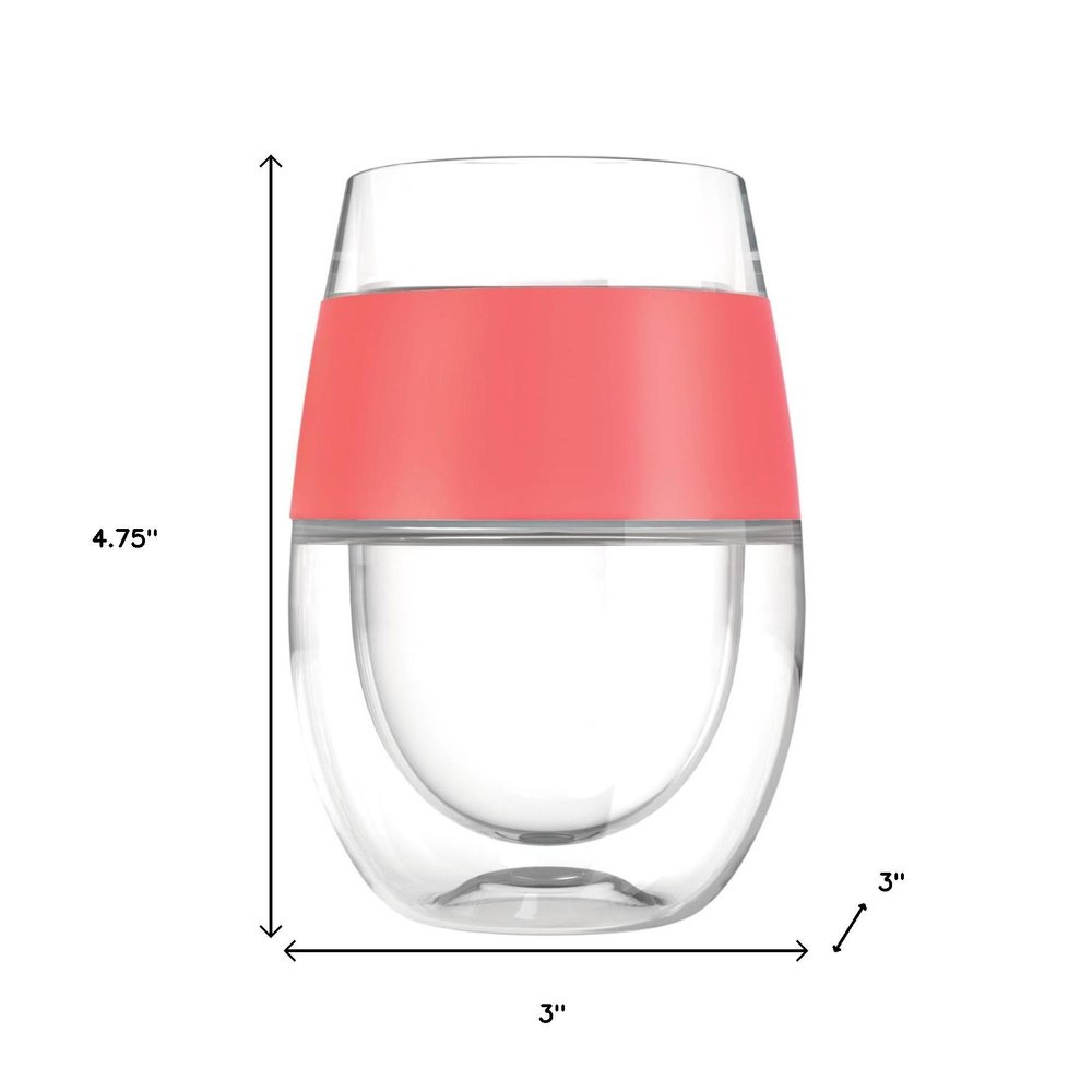 Set of Four Clear And Blue Tritan Plastic Convex Curve Shape Stemless All Purpose Wine Glass