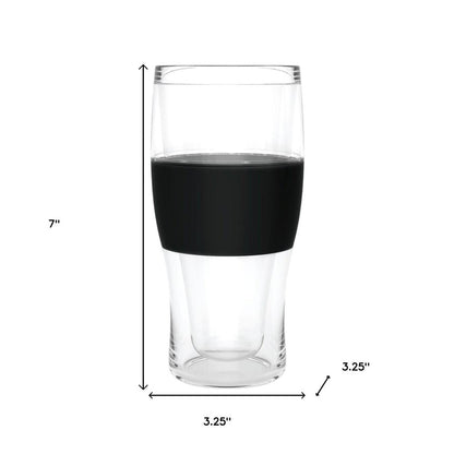 Set of Two Clear And Black Tritan Plastic Narrowing Shape Stemless Pint Glass