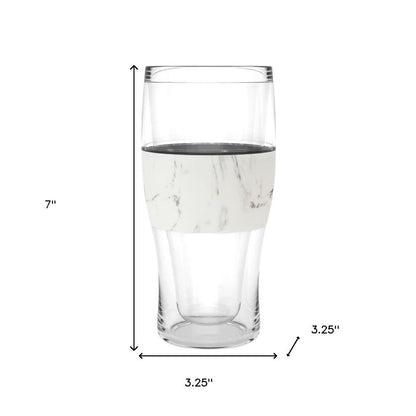 Set of Two Clear And White Tritan Plastic Unique Shape Stemless Pint Glass