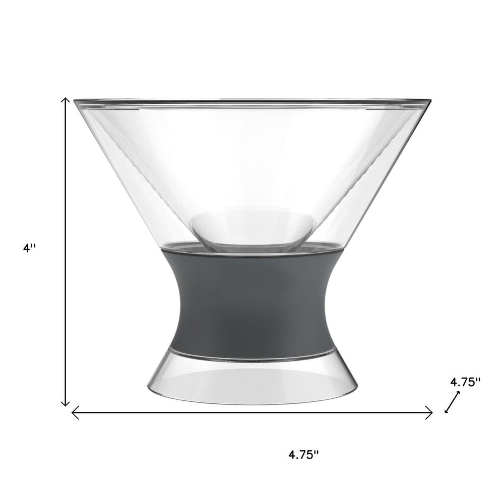 Set of Two Clear And Gray Tritan Plastic Conical Shape Stemless Martini Glass