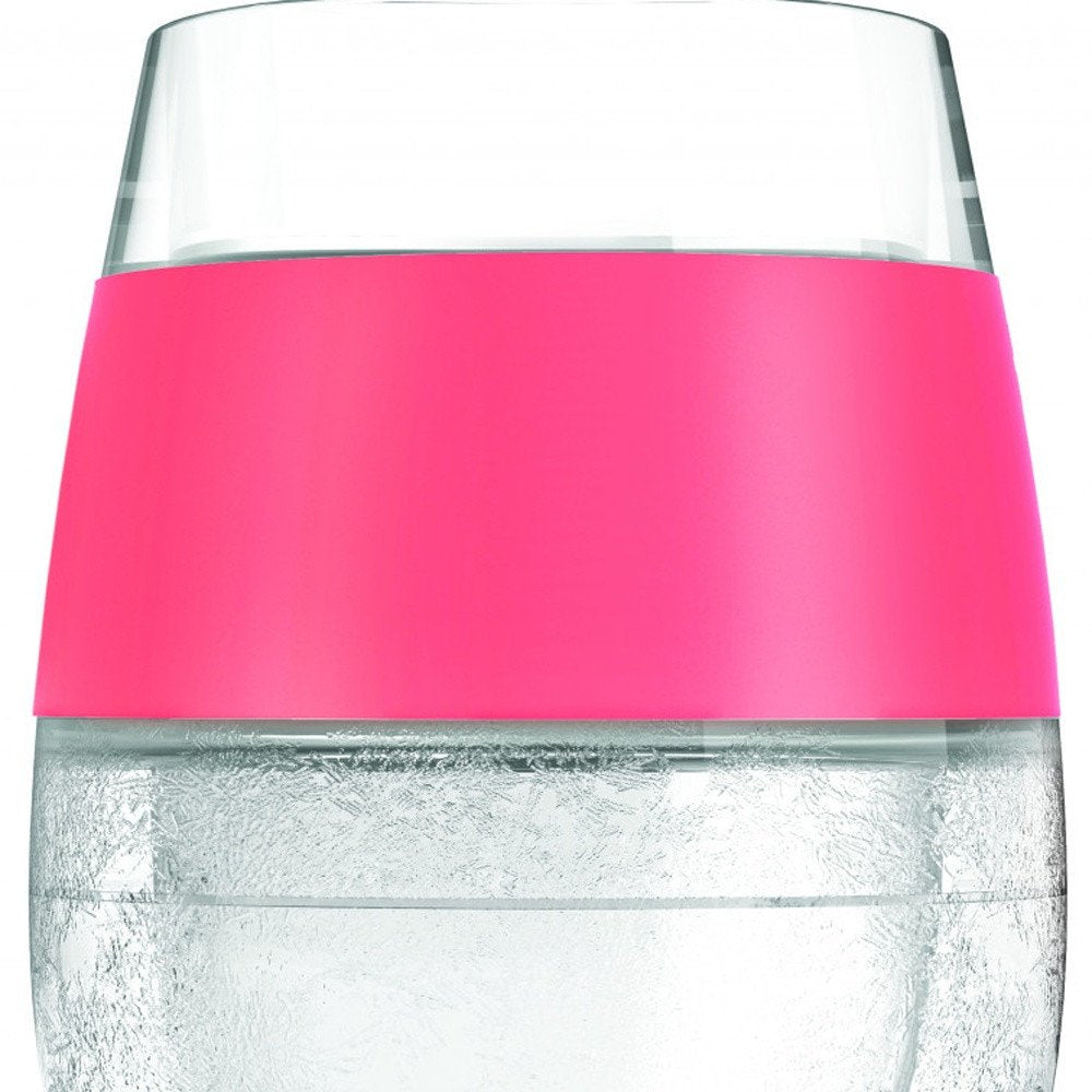 Set of Two Clear And Coral Tritan Plastic Convex Curve Shape Stemless All Purpose Wine Glass