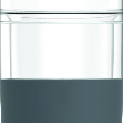 Set of Two Clear And Gray Plastic Straight Shape Stemless Drinking Glass