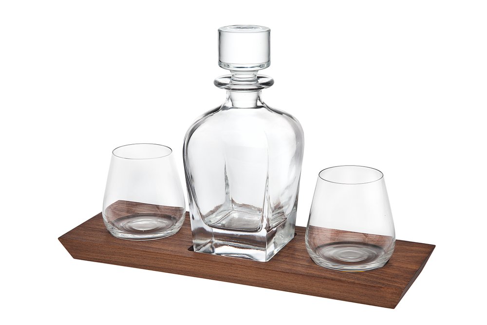 Set Of Two Lead Free Crystal Narrowing Shape Stemless Whiskey Glass