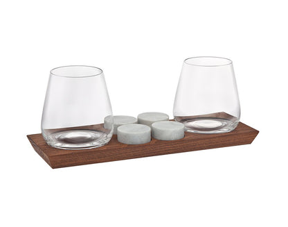 Set Of Two Lead Free Crystal Narrowing Shape Stemless Decanter