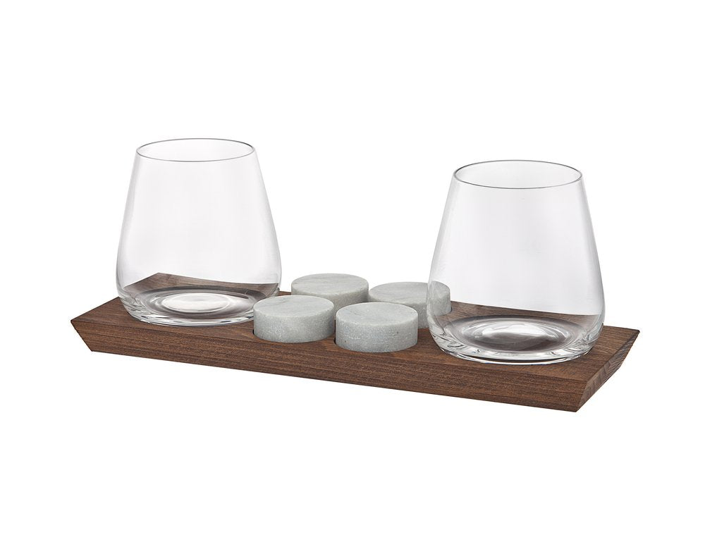 Set Of Two Lead Free Crystal Narrowing Shape Stemless Decanter