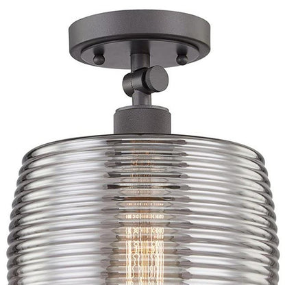 Black Shaded Metal Dimmable Flush Chandelier With Clear Shades