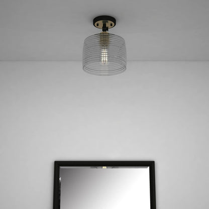 Gray Shaded Metal Dimmable Flush Chandelier With Clear Shades