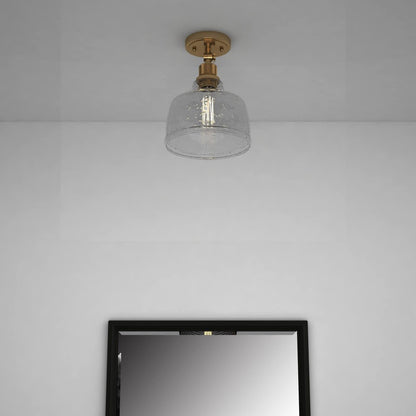 Gold Shaded Metal Dimmable Flush Chandelier With Clear Shades
