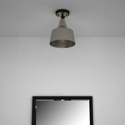 Gray Shaded Metal Dimmable Flush Chandelier With Gold Shades