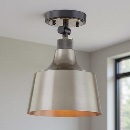Gray Shaded Metal Dimmable Flush Chandelier With Gold Shades