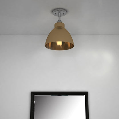 Nickel Shaded Metal Dimmable Flush Chandelier With Gold Shades